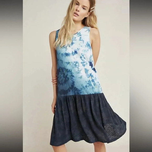 Anthropologie Dresses & Skirts - Anthropologie Saturday Sunday Maisie Tie Dye Dress Midi Blue Womens Size X Large